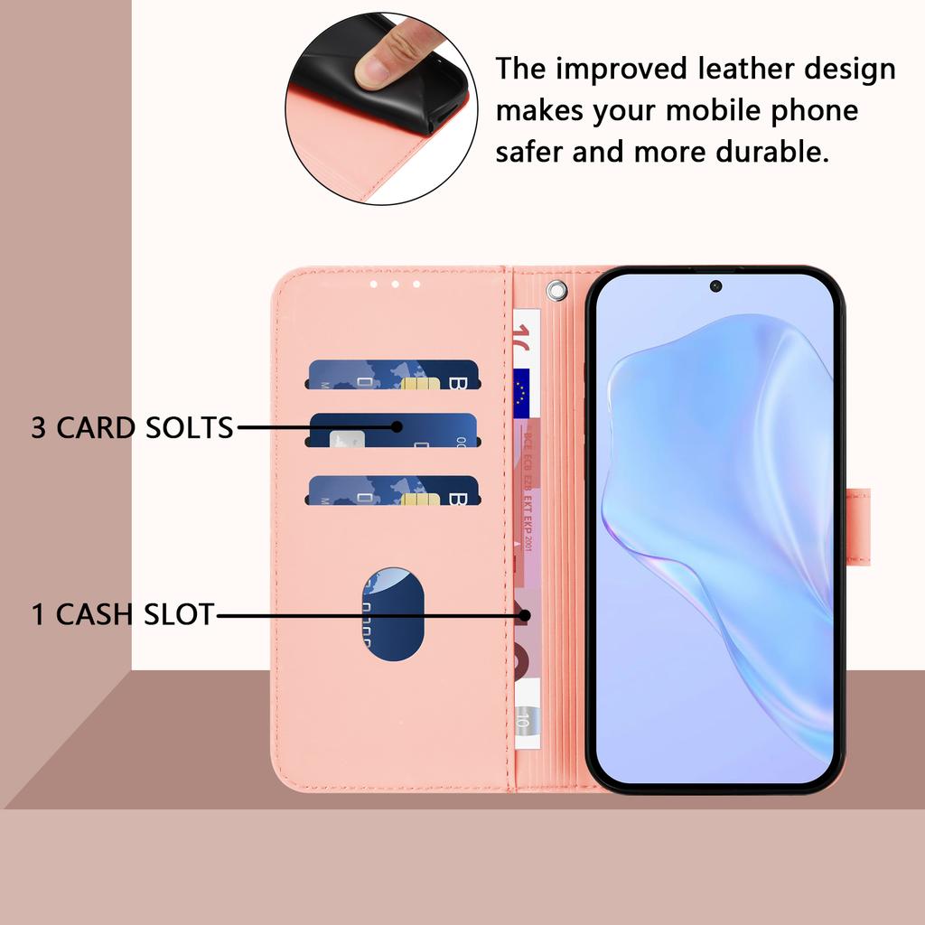 Wallet Case for Phone - Leather/PU, Pink, With Lanyard