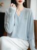 2025 Early Autumn Slimming Embroidered Cardigan - Women's Long Sleeve Notched Collar Knitwear