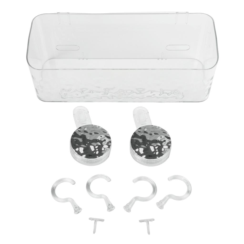 Space-Saving Rack Shower Storage Basket Thickened PET Material Compatible With Smooth Surfaces Large Capacity Suction Shelf