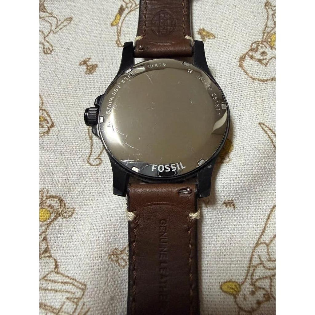 Used FOSSIL Quartz Watch Black Dial Brown Leather