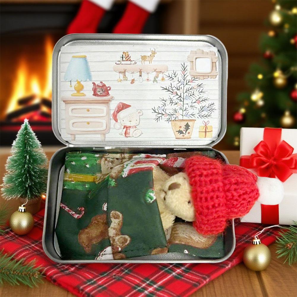 Pocket Bear Tin Mini Bear Pocket Toys Gift Stress Little Day Plush Buddy - Bear Lush Mini Bear Doll Children's Tin Box Doll New