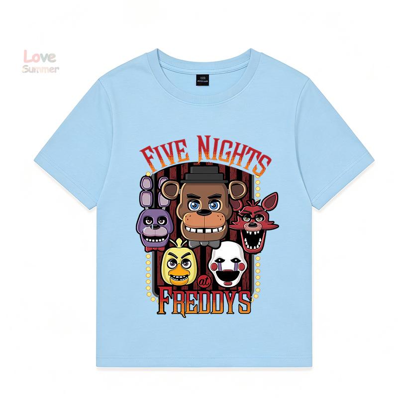 T-Shirt 4 To 14 Years FNAF At Freddys T Shirts for Children Humor T-Shirt Crewneck Tees Boys Girls Short Sleeve Tops