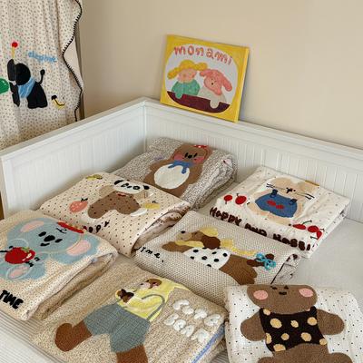 Full Cotton Double-layer Plush Blanket Cartoon Towel Embroidered Cover Blanket Children's Blanket Baby Blanket Soft Blanket Blanket