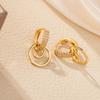 Elegant Zirconia Double Ring Dangle Earrings for Women – European & American Luxury Design