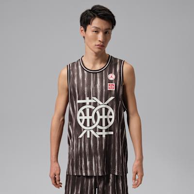 Jordan Mesh Tank Tops Men's Dark Brown Black Crew Neck Moderate