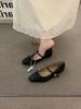 Niche slope heel black French Mary Jane single shoes women's shoes 2025 new spring and autumn evening breeze commuter grandma shoes