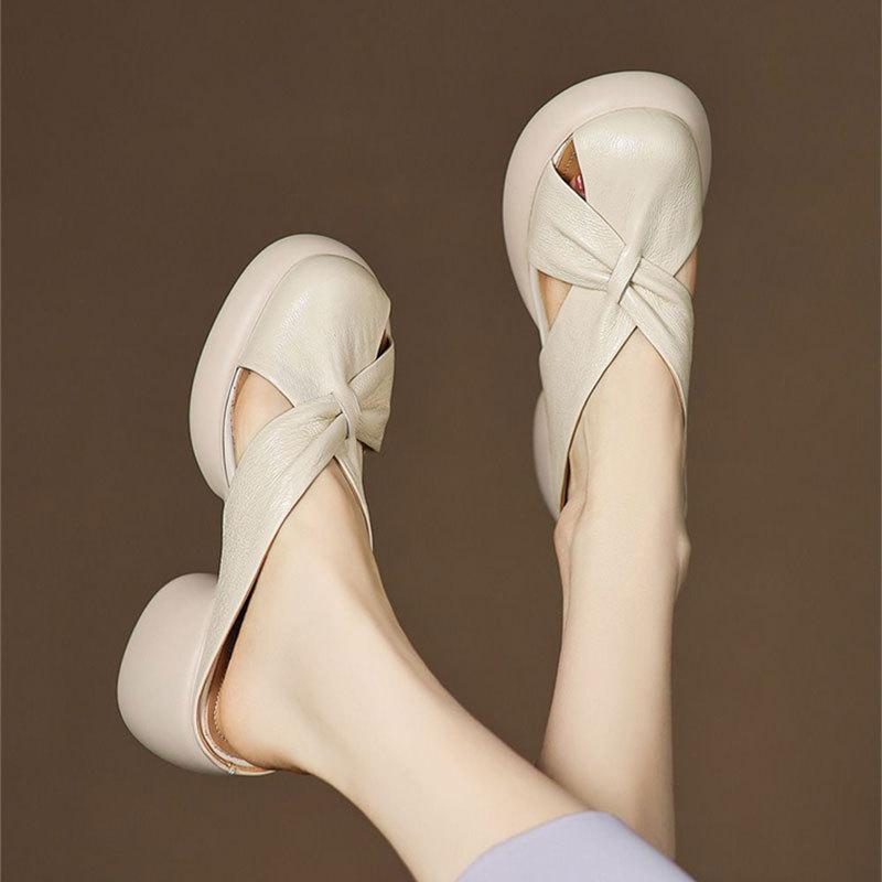 Baotou Halbschuhe Damen Sommerbekleidung 2025 neue dicksohlige erhöhende Sandalen 2025 neue vielseitige Sandalen mit dickem Absatz