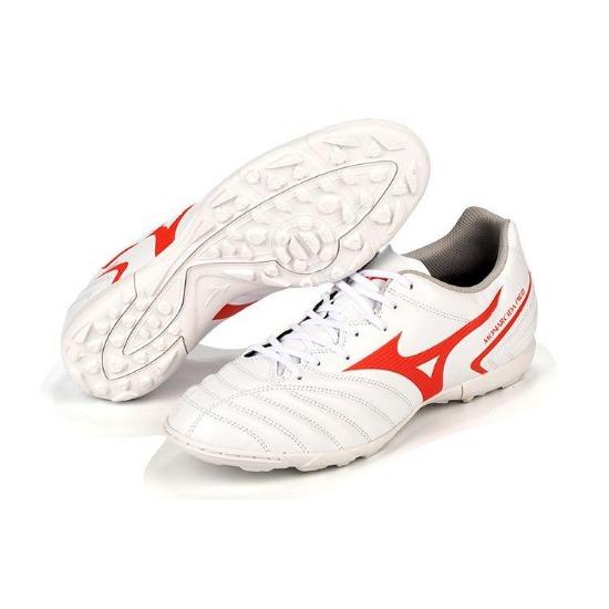 Mizuno Monarcida Skóra Syntetyczna Trwałe Buty Piłkarskie Męskie Buty Piłkarskie Biało-Czerwone P1GD222562