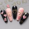 Heart Nail Decals 3D Red Pink Golden Love Design Nail Stickers Adhesive Valentine Sweet Nail Manicure Slider