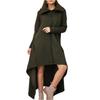 Women's Fashionable Solid Color Long Sleeved Hooded Long A-line Skirt Loose And Versatile Sweatshirt Jacket