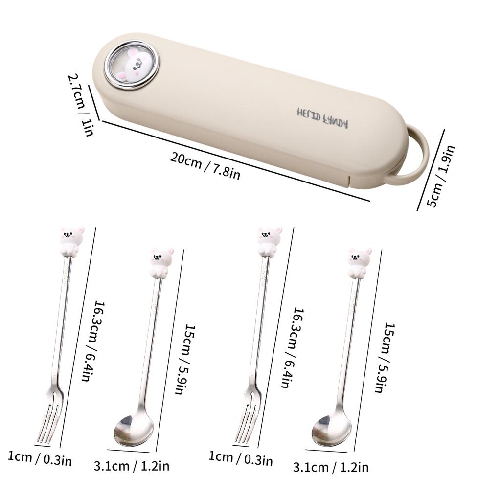 Portable Children Spoon Fork Set With Storage Case 316 Stainless Steel Tableware Set Outdoor Kid Student Cutlery Set
