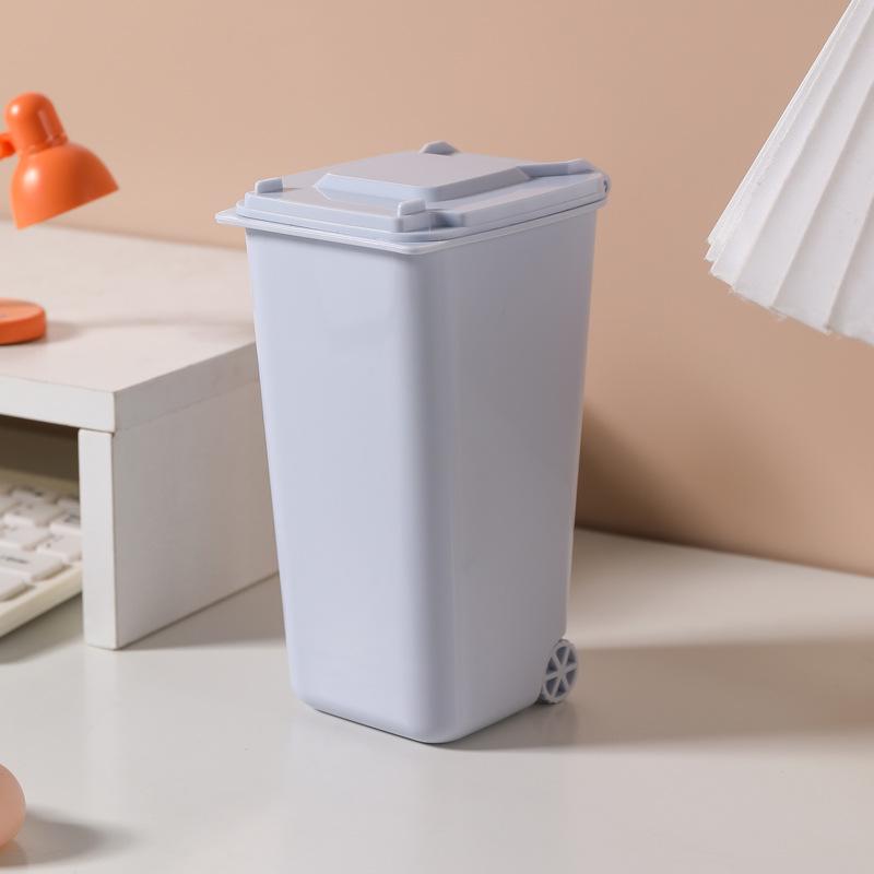 

Мусорное ведро для рабочего стола с рисунком и держателем для ручек с крышкой - Креативная маленькая настольная корзина для мусора и ведро для хранения 10*6.5*16cm