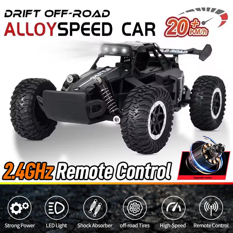 New RC Cars 20 KM/H High-Speed 2WD Off-Road Remote Control Car with LED Headlight 2.4GHz Monster Truck Outdoor RC Car Toys Gifts