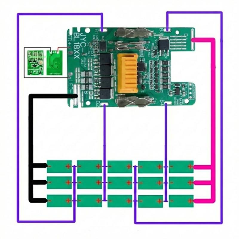 Bms Pcba For 18V Li-Ion Battery Case Balance Charging Circuit Board Lithium Ion Batteries Pack Bl1830 Bl1860 Bl1890