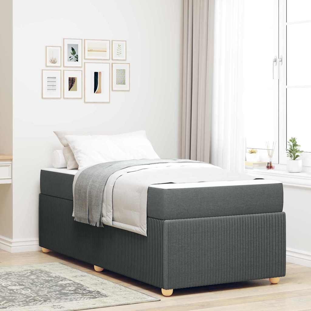 Bed Frame with Mattress Dark Gray 100 x 200 cm Fabric