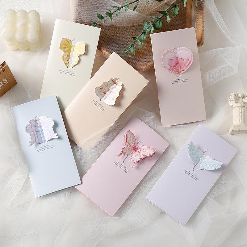 

3D Bow Knot Pop Up Greeting Card Ins Style Hollow Birthday Valentine Day Gift Card For Flower Shop 10pcs