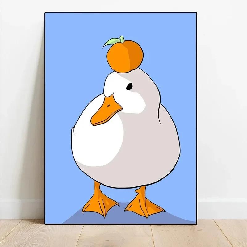 Canvas Painting Funny Memes Duck Posters and Prints Modern Lovely Duck Wall Art Picture for Living Room Home Bedroom Cafe Decor