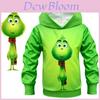 Adorável Moletom com Capuz Pulôver do Grinch para Crianças para Celebrações Festivas de Halloween