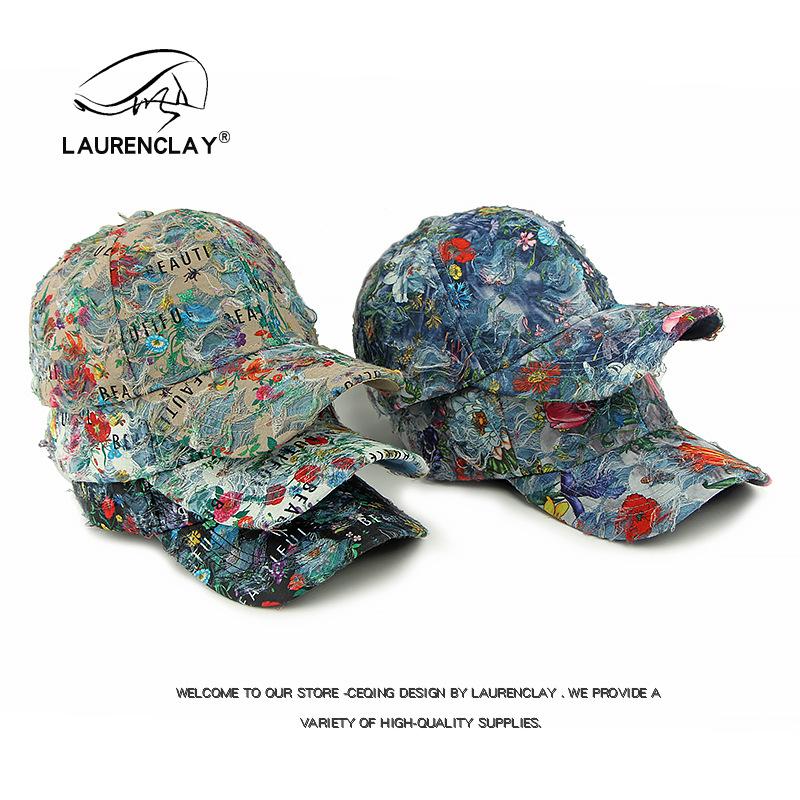 

Personalized Printed Hat Ladies Hardtop Baseball Cap Outdoor Sunscreen Sun Hat Flower Old Cap Adjustable чорний
