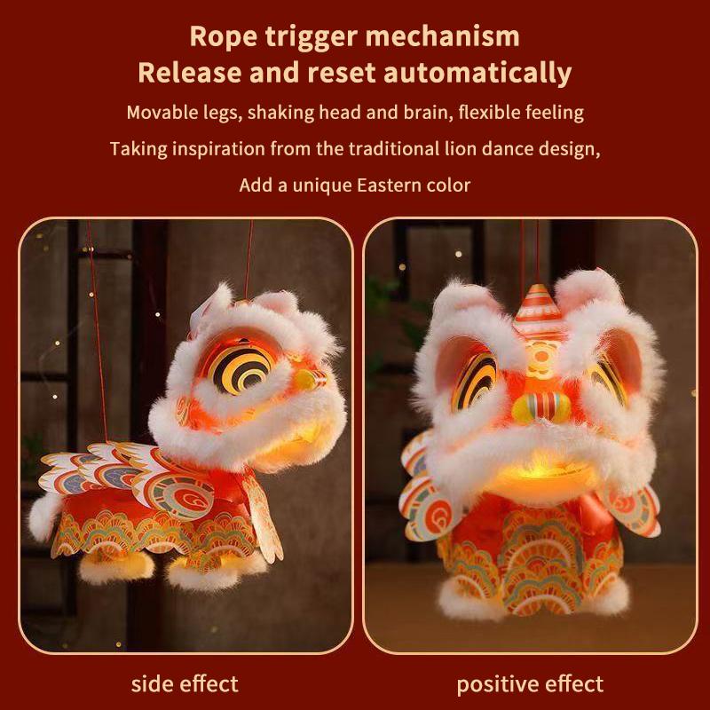 2026 Chinese New Year Lion Dance Lantern Waterproof Ancient Handmade Lantern Diy Material Package With Tassel Luminous Lantern