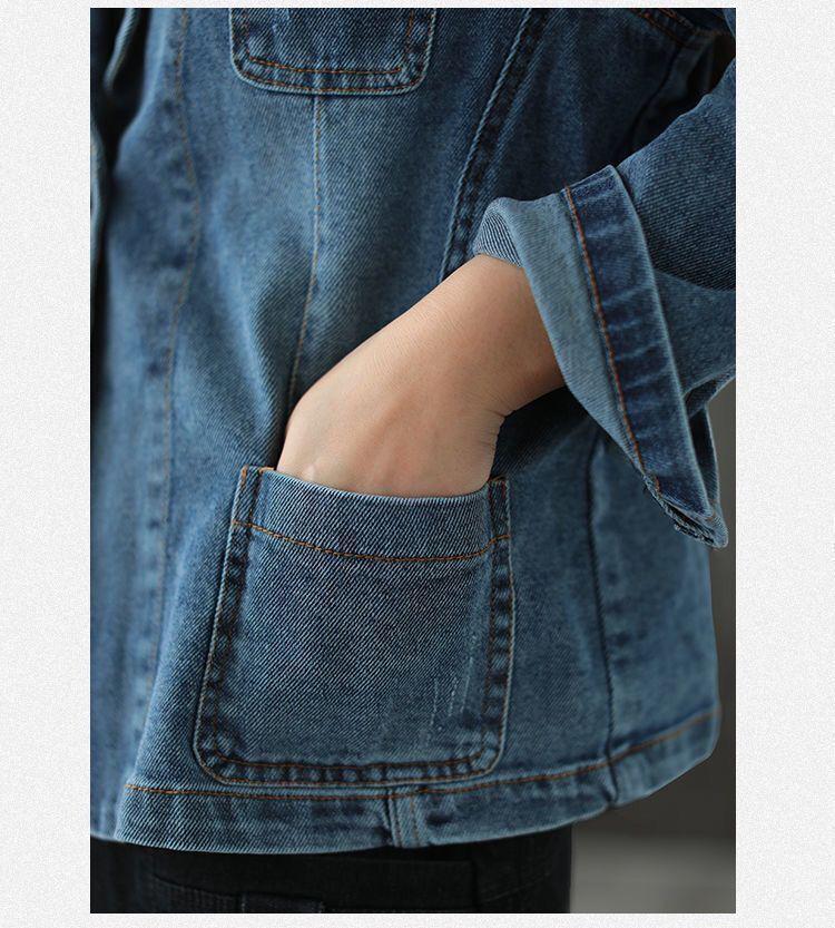 Women's Plus Size Stylish Denim Jacket - Versatile Casual Short Suit for Spring and Autumn