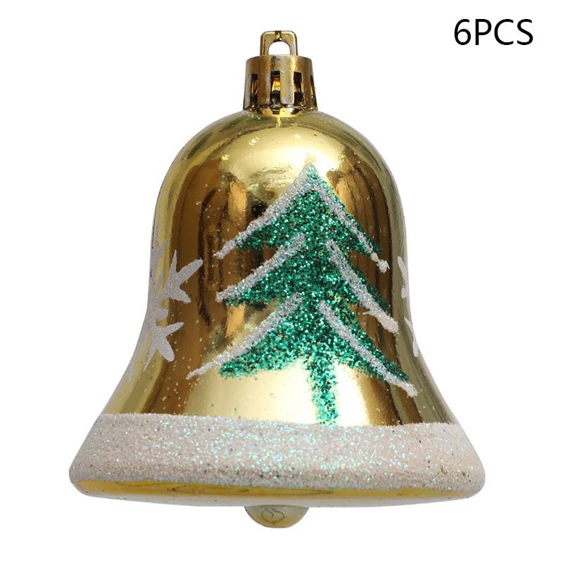 6Pcs 6cm Bell Design Christmas Decoration Beautiful Bell Christmas Tree Hanging Ornament