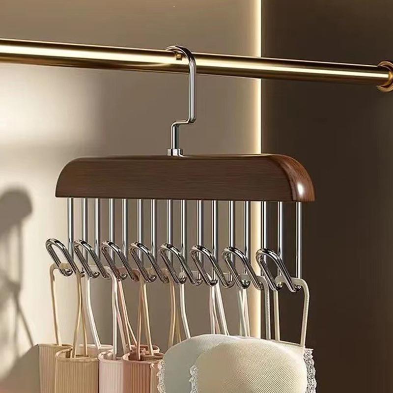 Wooden Multifunctional Sling Hanger With Metal Hooks For Closet Organizing Storing Bras Bags Tank Tops