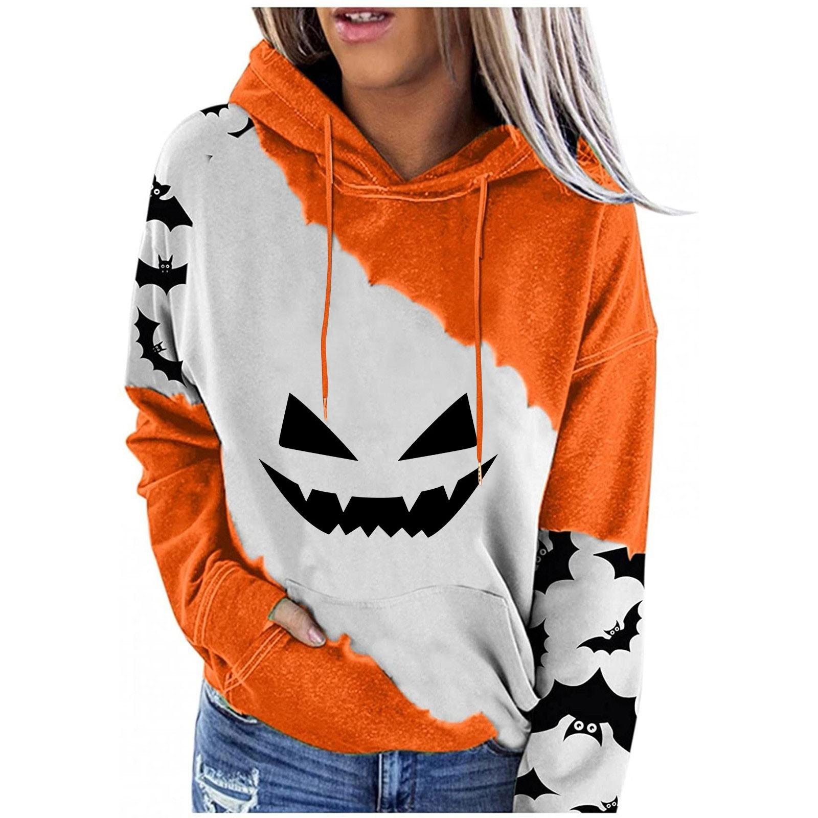 

Топы для женщин Женская повседневная мода Хэллоуин принт длинный рукав пуловер толстовки с капюшоном свитшоты Ropa De Mujer Y2k одежда 6XL
