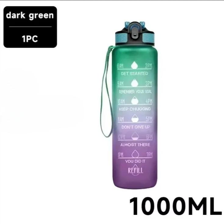 Large Capacity Sports Water Bottle with Time-Tracking Straw Leak Proof Locking Flip Cover for Outdoor Fitness