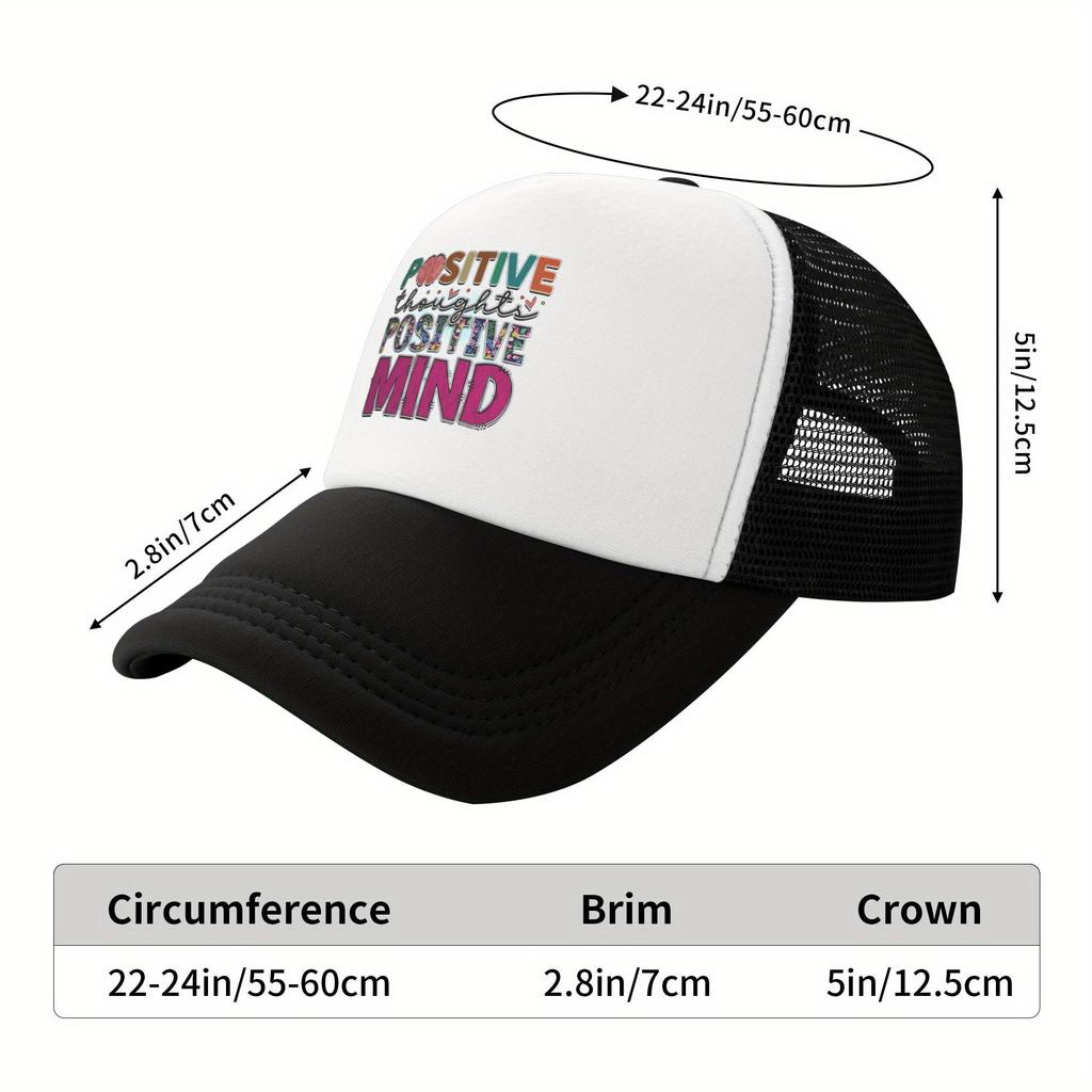 Positive Thoughts Positive Mind Mesh Trucker Cap Breathable Baseball Hat Casual Outdoor Adult Headwear Unisex