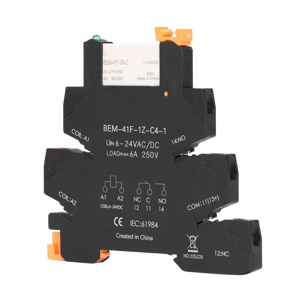 DC Control AC Ultra Thin Relay DIN Rail Mount Solid State Relay Module SPDT Contact 6A 6‑24V