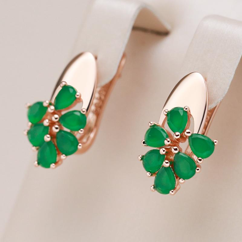 Emerald Cut Natural Zircon Women Drop Earrings Unique  Rose Gold Color Earrings High Quality Daily Fine Jewelry