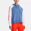 Under Armour Logo Color Block Loose Fleece Hoodie Women Blue 1365861-488