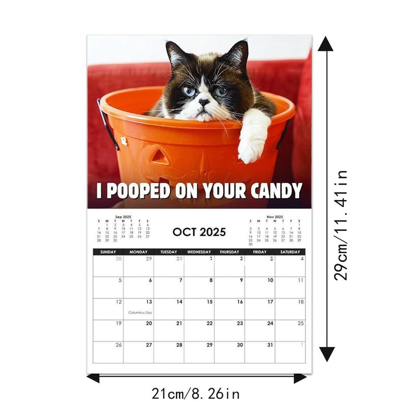 2025 New Pissed-Off Cat English Calendar Wall Calendar Fun Cute Wall Art Calendar Office Supplies Every Day Can Be Celebrated