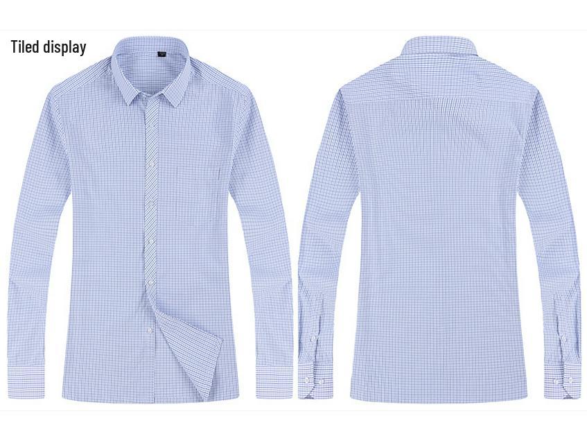 Men’s Striped Business Casual Long Sleeve Shirt, Iron-Free Slim Fit, Square Collar