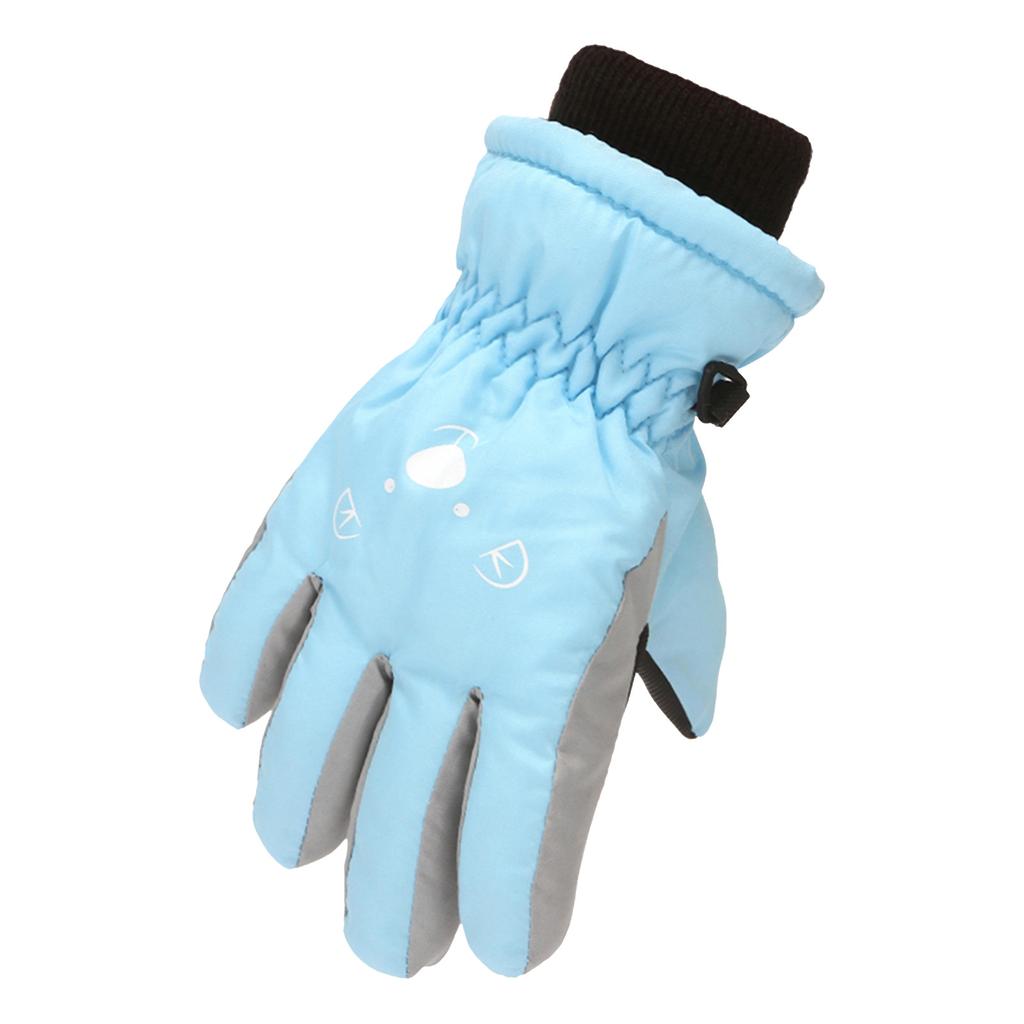 Kids Cartoon Pattern Insulated Ski Gloves with Finger Separation Windproof Waterproof and Anti-Slip Design for Winter Outdoor Activities