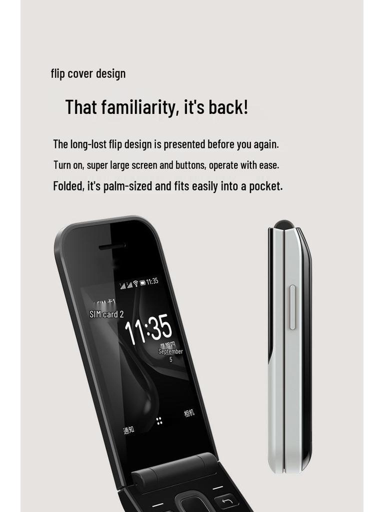 Dual SIM 2G Flip Phone for Seniors and Students