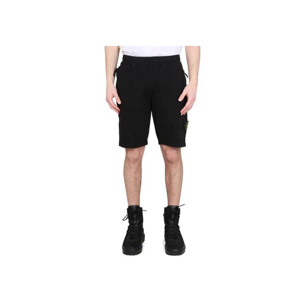 STONE ISLAND Ss23 Solid Color Compass Logo Patch Elastic Waist Shorts Men Shorts Black 781564060-V0029