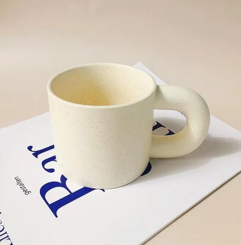 Nordic Black and White Ceramic Mug Home Office Water Cup Coffee Cup Simple Fat Handle Couple Cup Creative Kitchen Bar Supplies
