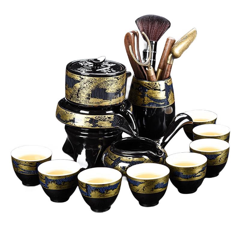 Qingming Scroll Semi-Automatic Rotating Ceramic Tea Set