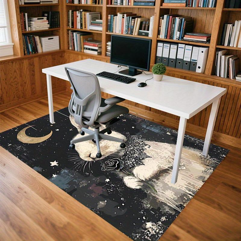 1pc Moonlit Bunny Themed Rug for Home Decor, Non-slip Office Carpet, Chair Mat, Outdoor Mat, Christmas and Halloween Gifts-0731104