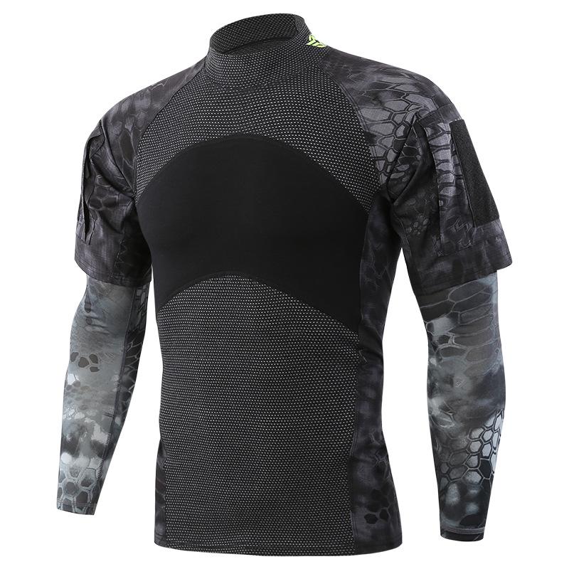 Outdoor new camouflage third-generation round neck frog suit short-sleeved, men s outdoor short-sleeved sports camouflage suit L