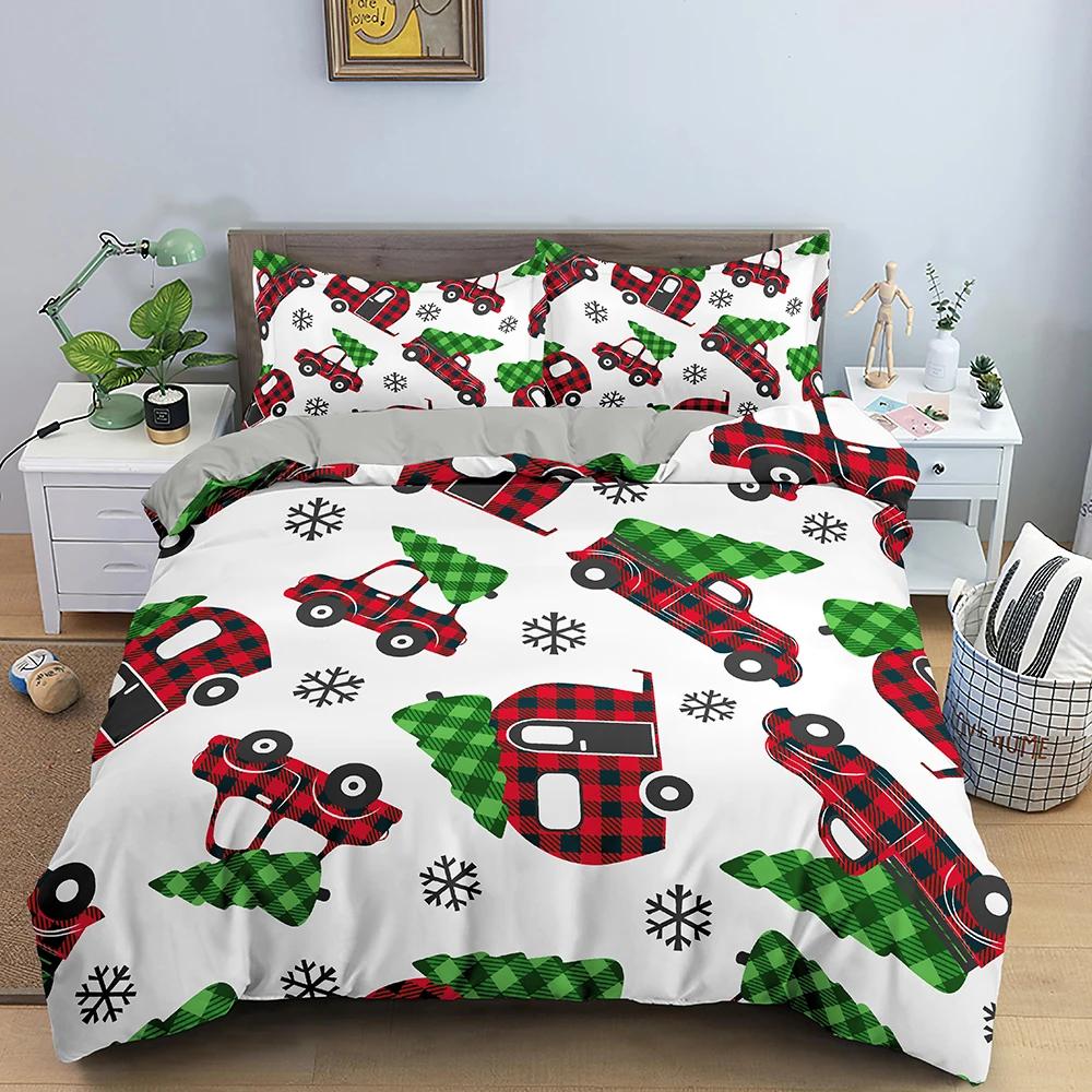 Set Biancheria da Letto Decorazione Natalizia Lusso Morbido Copripiumino Set 3D Stampato Natale Coperta Trapuntata King Queen Twin Size Tessile per la Casa