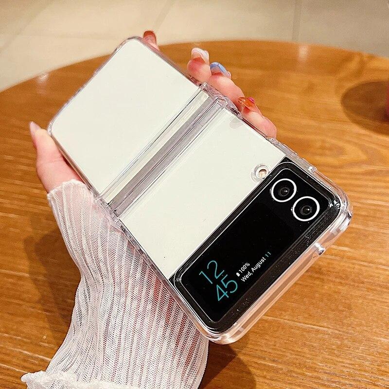 Clear Phone Case For Samsung Galaxy Z Flip 5 4 3 5G Shockproof Folding Transparent Hard Cover For Samsung Z Flip5 Flip4 Flip3