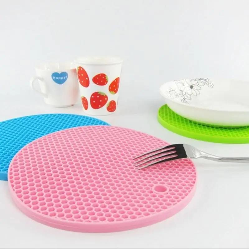 1pc Silicone Insulation Mat Honeycomb Pot Holder Non-slip Heat-resistant Place Coaster