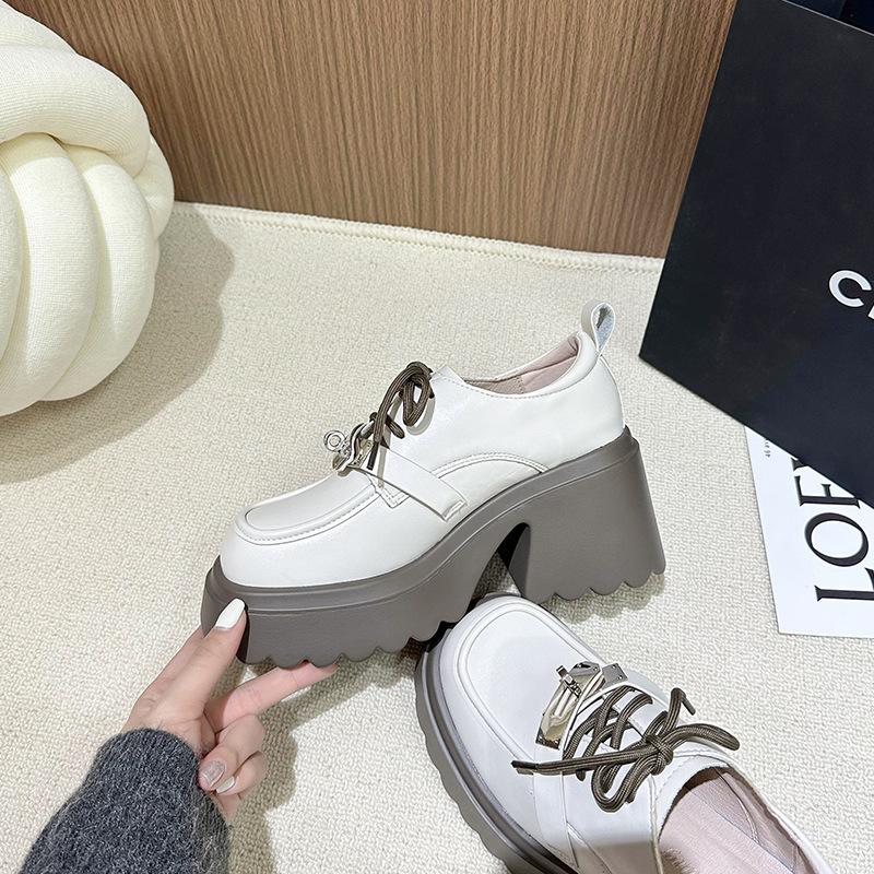 

Yue Xinwang leather flat for Huizhou women s shoes Su Yinyin same small leather shoes versatile British style lace-up loafers women 40 абрикосовий