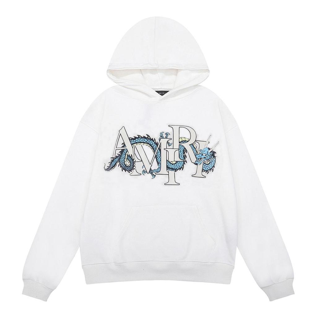 Amri Design Unisex Hooded Sweatshirt with Letter Print - Trendy European & American High Street Style