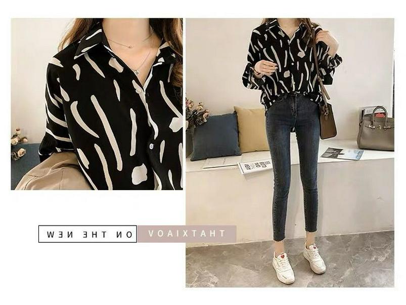 Women's Plus Size Korean Style Graffiti Print Long Sleeve Blouse