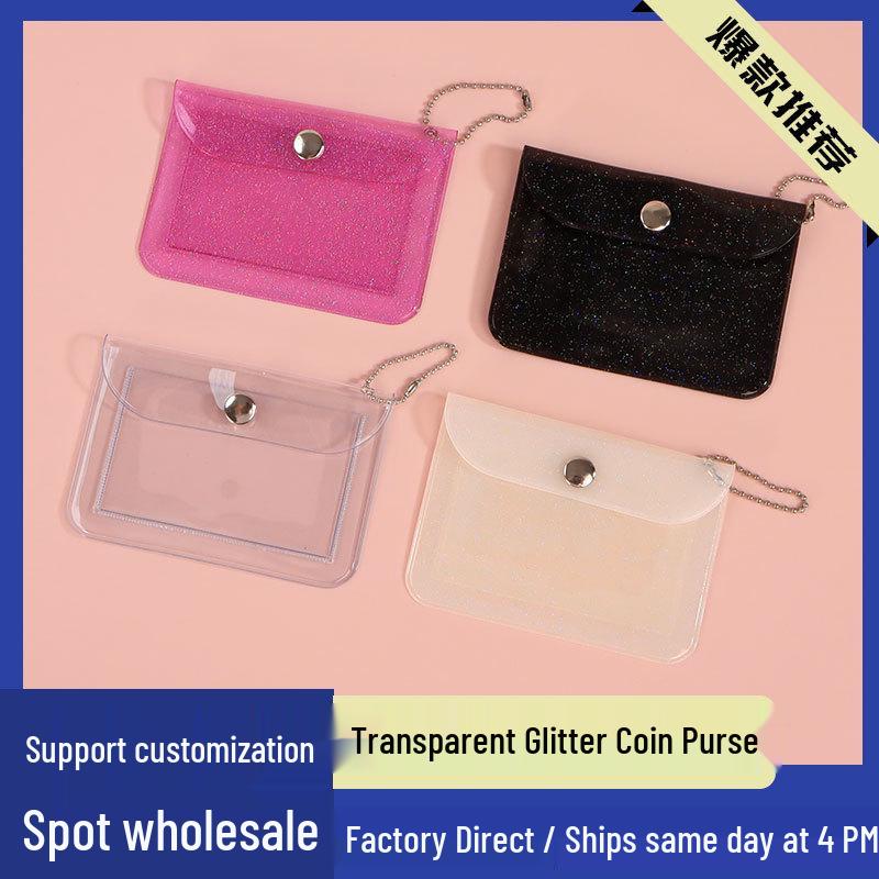 Starry Sky Glitter Card Holder: Transparent, Portable ID & Bank Card Cover with Coin Purse