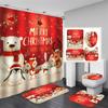 Cute Snowman Christmas Shower Curtain Set Silver Pine Branches Snowflake Xmas Balls Bathroom Decor Rug Bath Mat Toilet Lid Cover